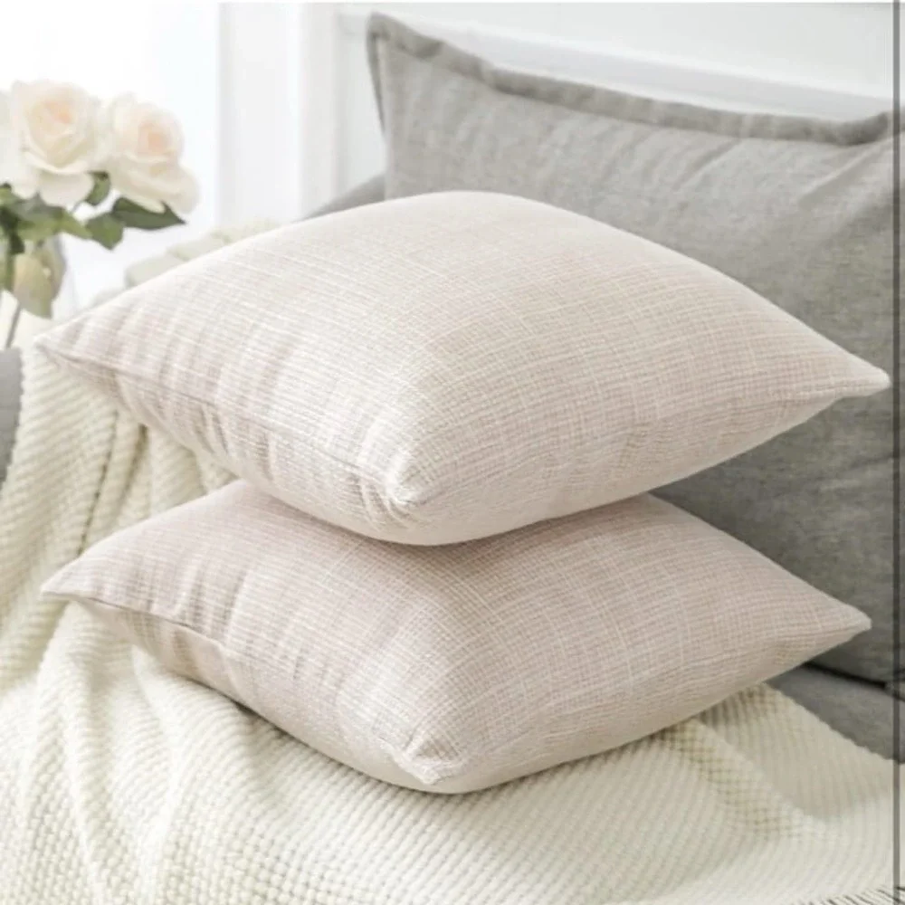 OTOSTAR Linen Throw Pillow Covers Set of 2 Decorative Square Pillowcases Cushion